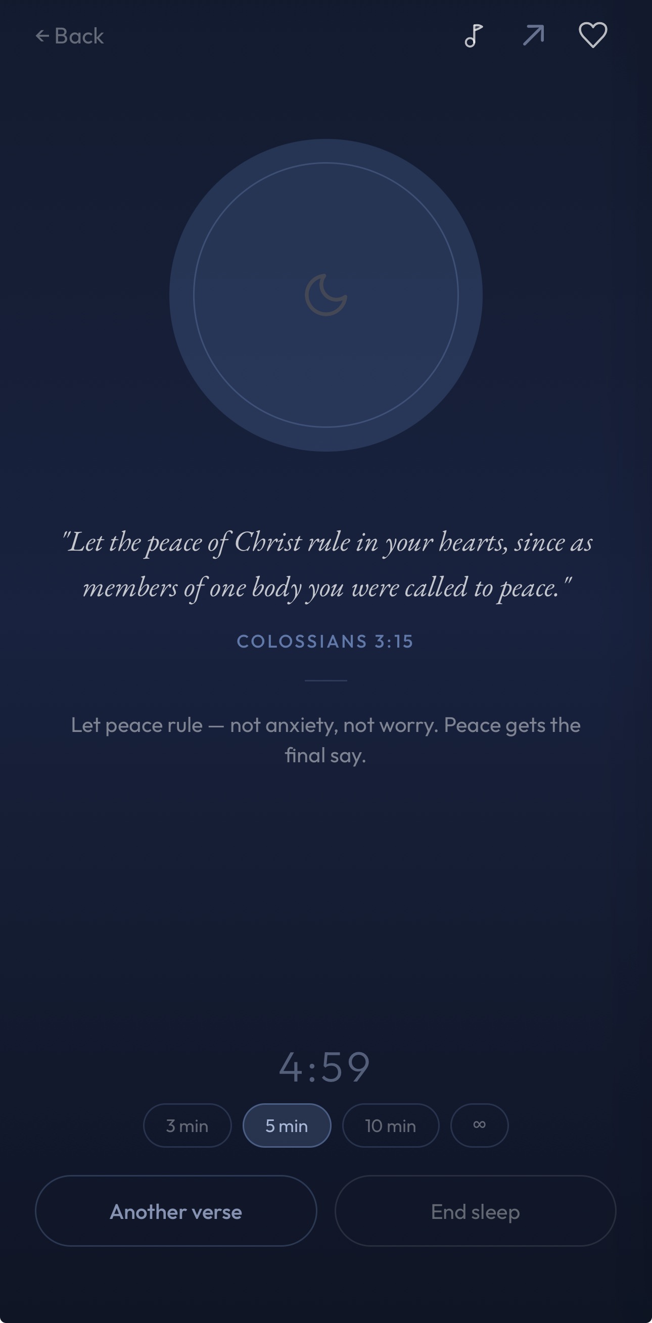 Screenshot of the Sleep feature in the Still app